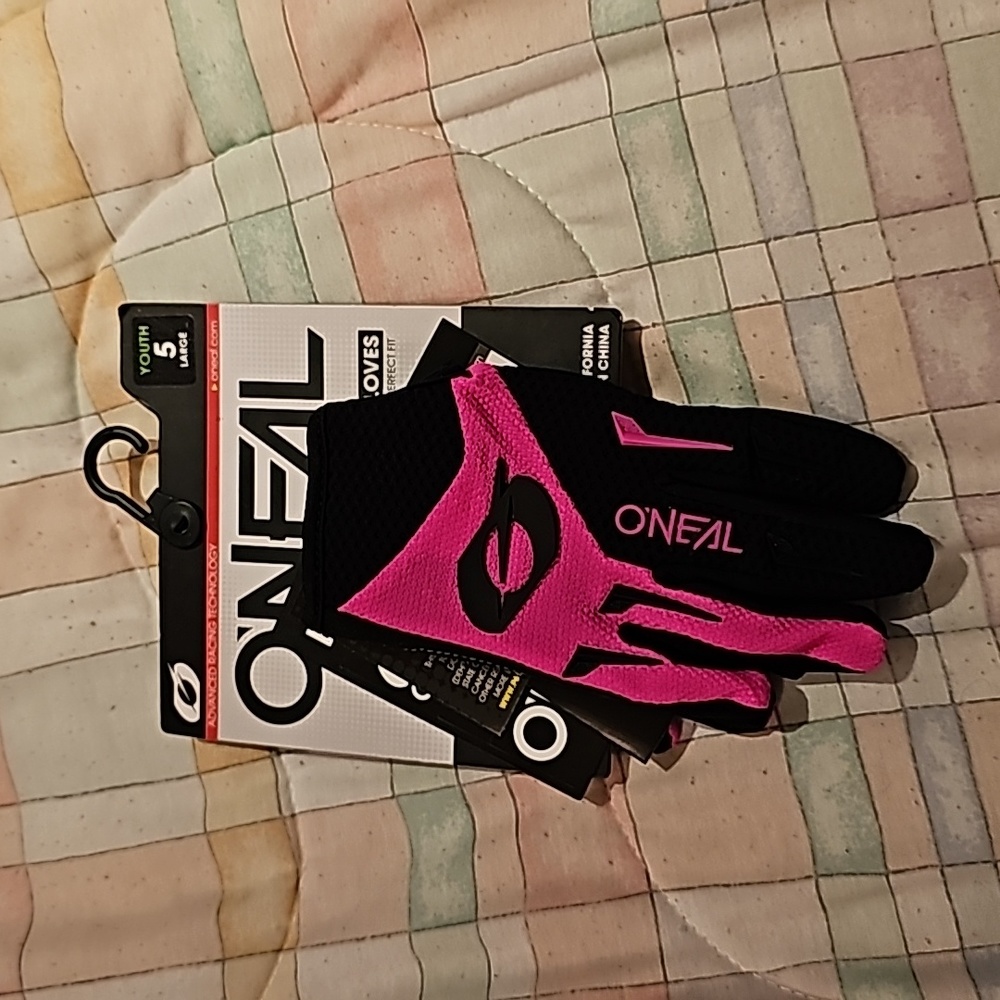 O'NEAL kids racing gloves,  pink and black
